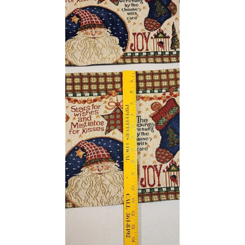 Set Of 3 Tapestry Woven Christmas Placemats Gingerbread Man Santa